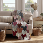 Plaid à motifs cœurs pour la Saint-Valentin | Couleurs pastel douces | Cadeau romantique pour la maison