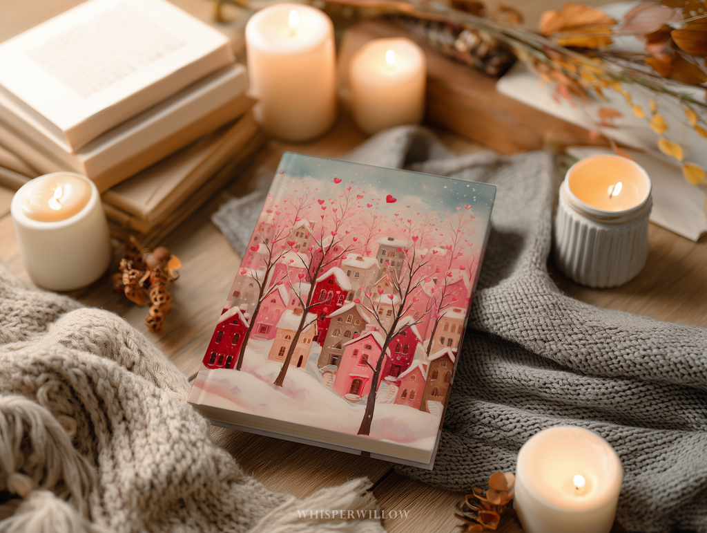 Journal romantique « Village au cœur romantique » | Carnet à couverture rigide | Cadeau de Saint-Valentin
