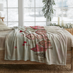 Valentinstag-Kuscheldecke „Rosa Dorf“ – Herz-Schnee, gemütliches romantisches Winter-Geschenk mit verspielten Liebeshäusern