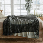 Snowy Winter Forest Throw Blanket - Night Christmas Eve Star Gift