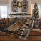 Vintage Christmas Eve Village Throw Blanket - Snowy Tree Town Square Gift