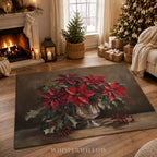 Christmas Poinsettia Plush Throw Blanket - Red Floral Holly Gift