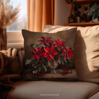 Weihnachtsstern-Dekokissen – Rotes Festtagskissen