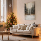 Winterliches Leinwandbild | Verschneiter Wald mit funkelnden Lichtern | Gemütliche, rustikale Weihnachtsdeko – das perfekte Geschenk für Ihr Zuhause