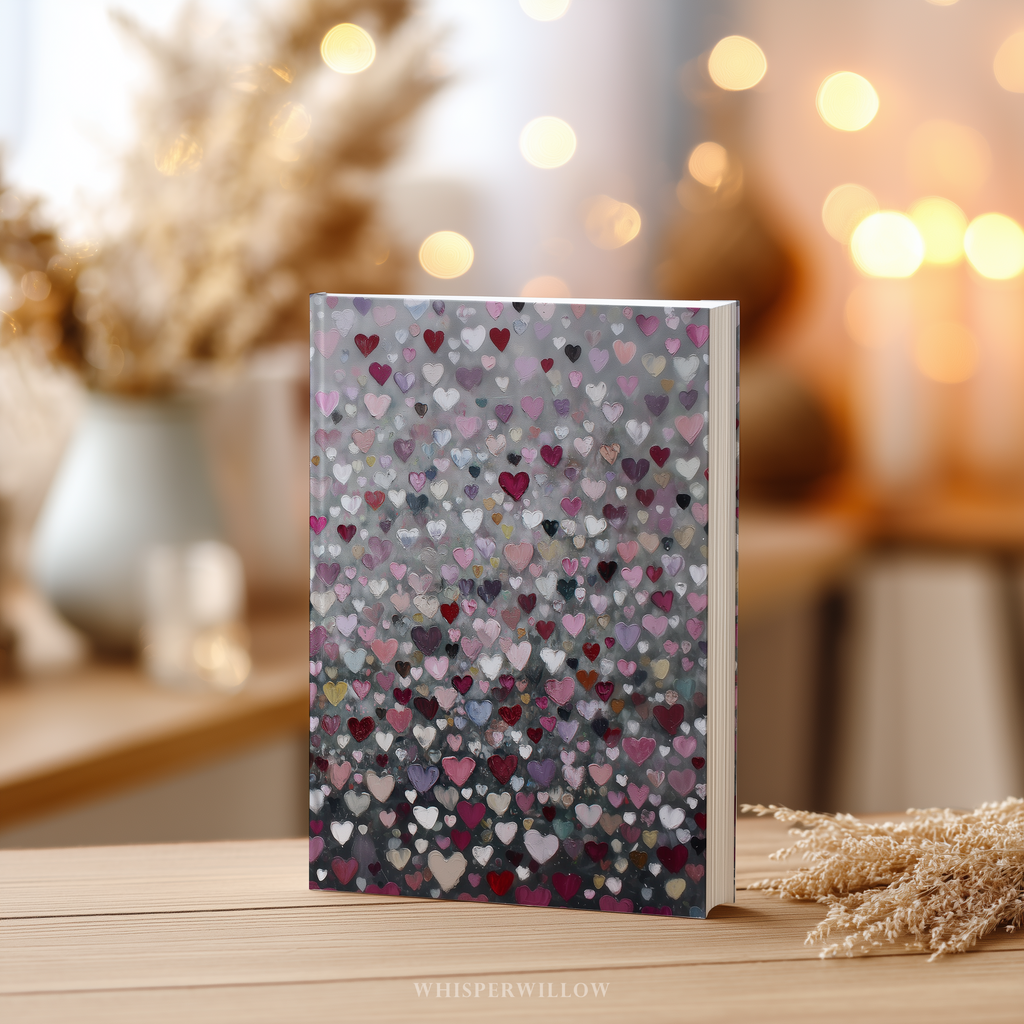 Hardcover Journal 8x5.75 | Colorful Heart Abstract Art | Romantic Lined Notebook Valentine's Gift