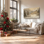 Enchanting Winter Cottage Canvas Wall Art - Snowy Christmas Landscape, Farmhouse Holiday Decor