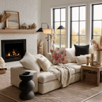 Blush heart abstract throw pillow with pink and cream painted hearts on white background