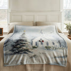 Christmas Church Throw Blanket - Snowy Winter Wonderland Gift