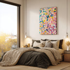 Colorful Floral Confetti Canvas Wall Art - Abstract Pastel Bloom Vibrant Modern Botanical