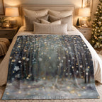 Winter Forest Snowflake Plush Throw Blanket | Glitter Look Woodland Holiday Cozy Shimmer Neutral Christmas Decor Gift by WhisperWillow Studios