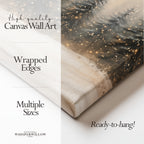 Winterliches Leinwandbild | Verschneiter Kiefernwald mit funkelnden Lichtern | Gemütliche, rustikale Weihnachtsdeko – das perfekte Geschenk für Ihr Zuhause