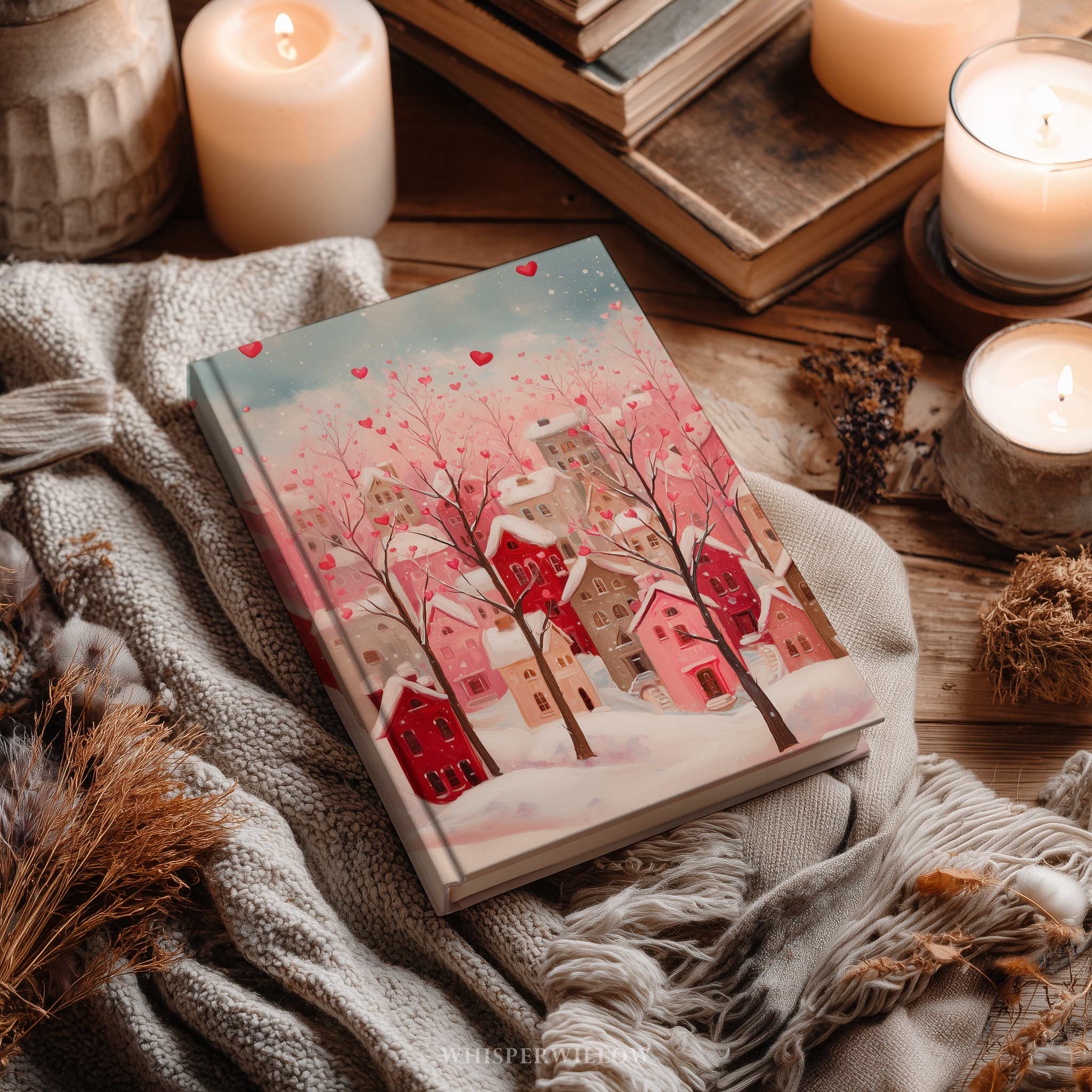 Journal romantique « Village au cœur romantique » | Carnet à couverture rigide | Cadeau de Saint-Valentin