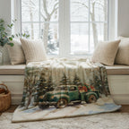 Vintage Christmas Truck Throw Blanket - Snowy Forest Gift