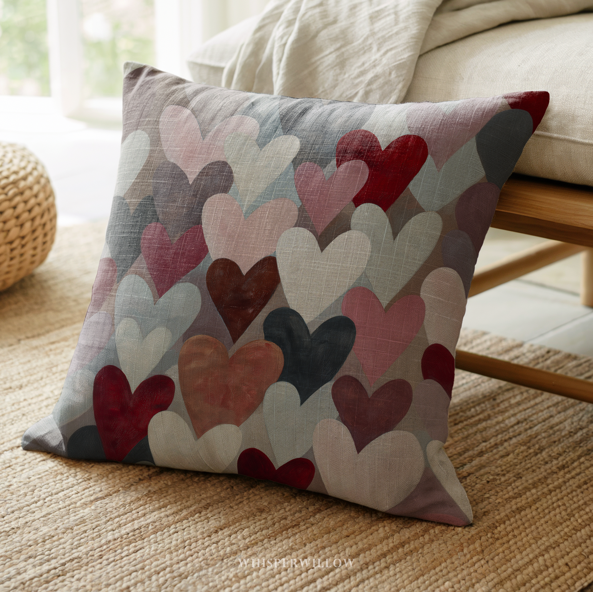 Coussin décoratif en forme de cœur abstrait | Design romantique et coloré | Cadeau idéal pour la Saint-Valentin