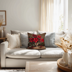 Weihnachtsstern-Dekokissen – Rotes Festtagskissen