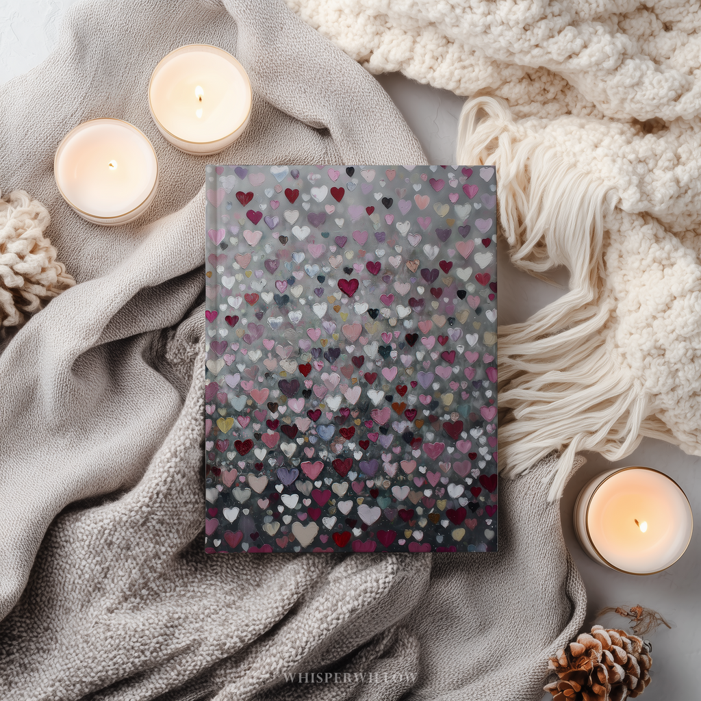 Hardcover Journal 8x5.75 | Colorful Heart Abstract Art | Romantic Lined Notebook Valentine's Gift