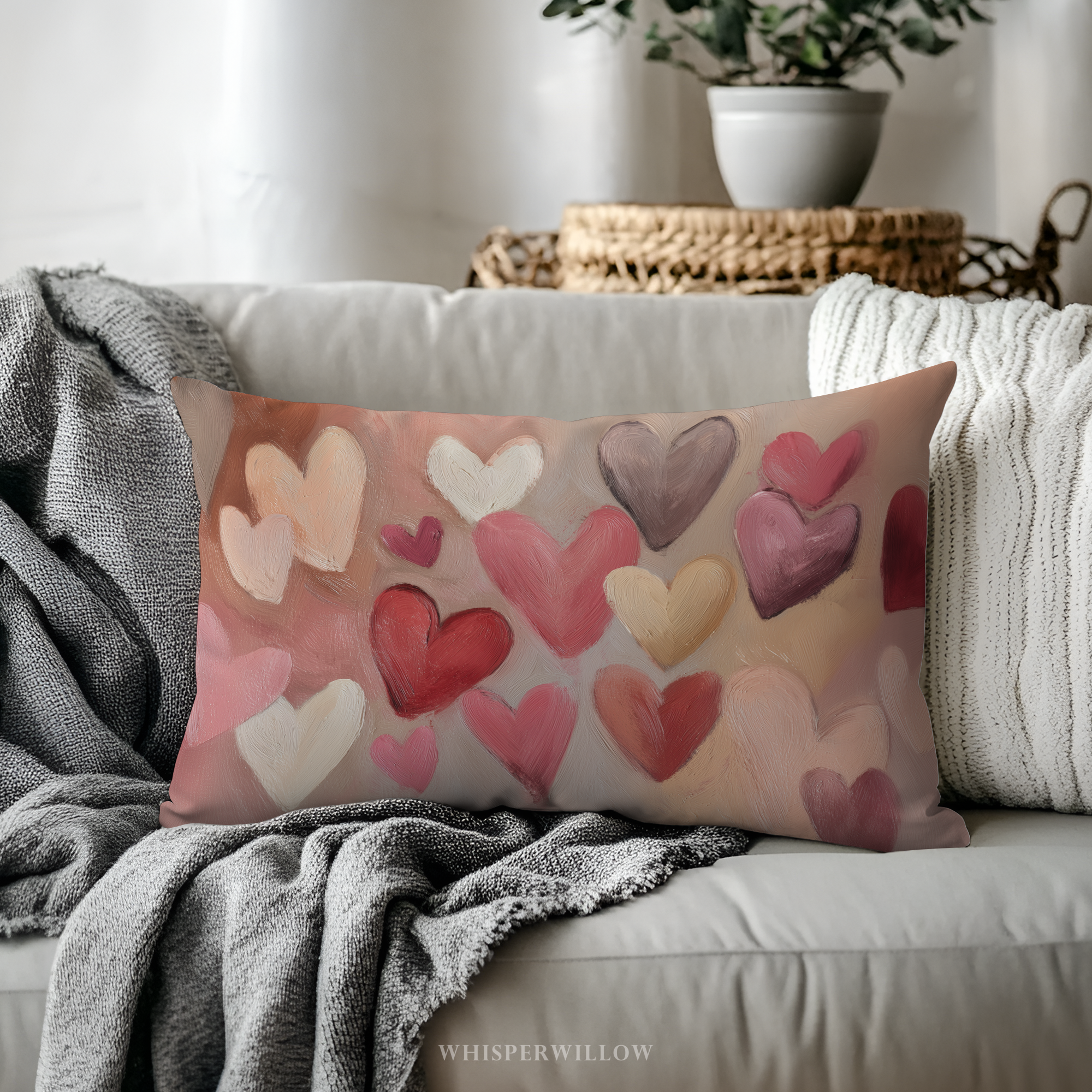 Coussin décoratif Cœur Rose | Amour Abstrait | Coussin Cadeau Décoration Saint-Valentin