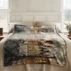 Vintage Christmas Eve Village Throw Blanket - Snowy Tree Town Square Gift