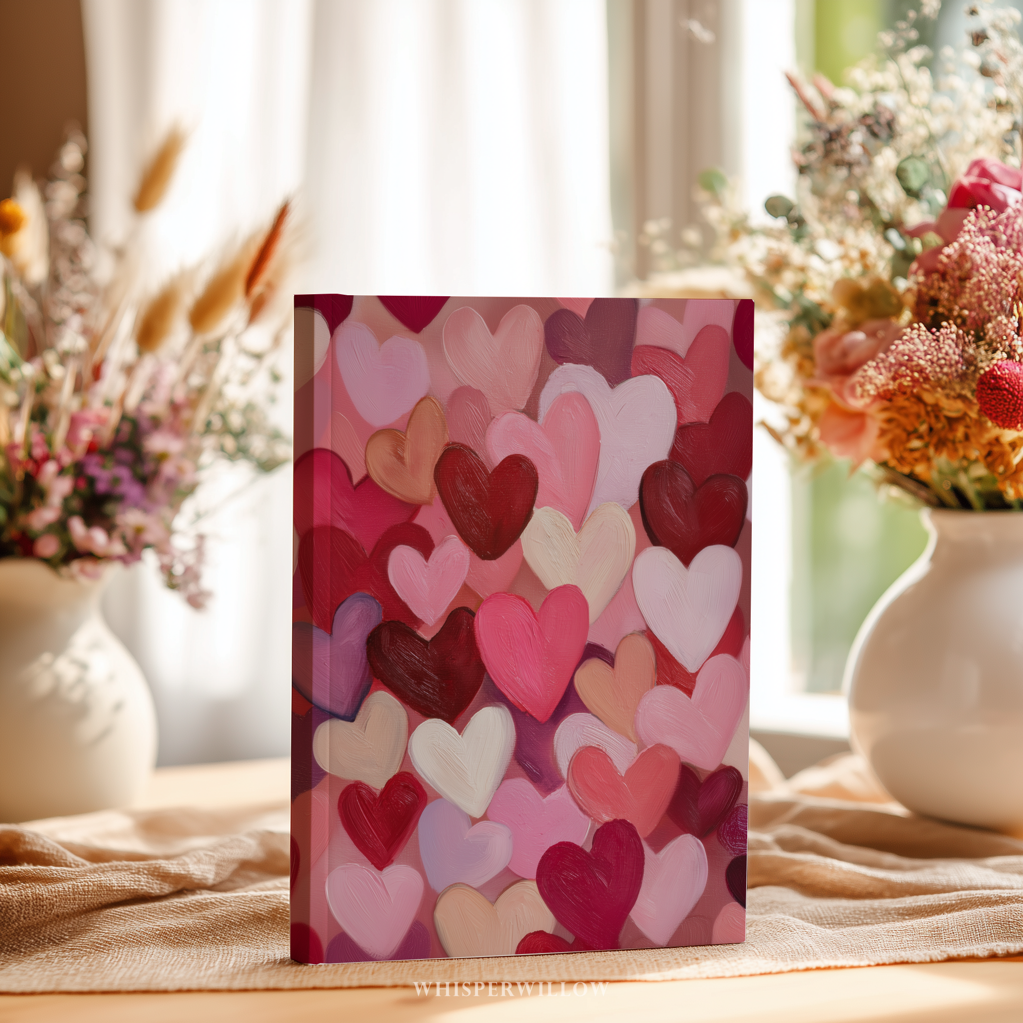 Romantisches Notizbuch mit Herz-Collage (Hardcover) | Notizbuch mit Liebesmuster | Valentinstagsgeschenk (8 x 5,75 Zoll)