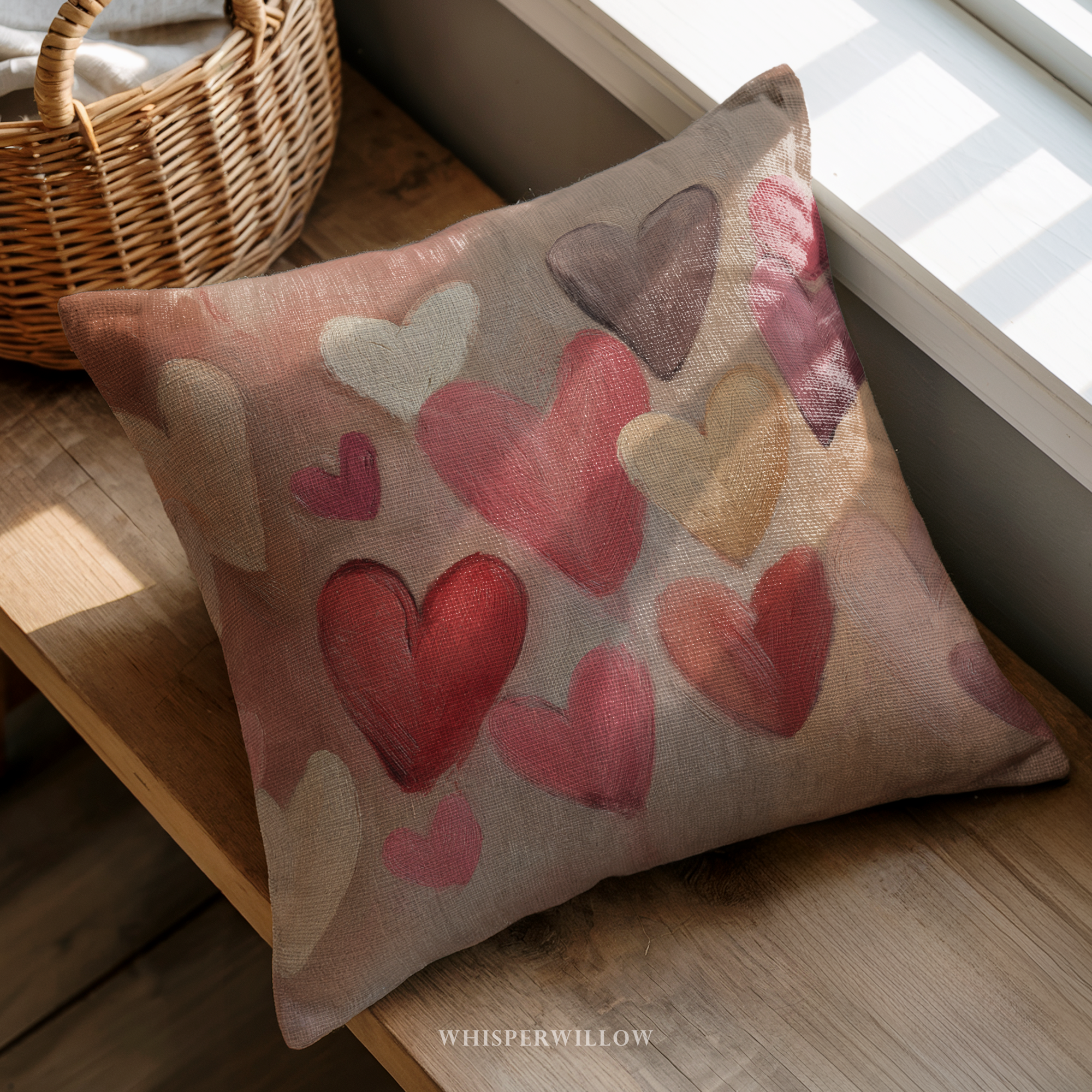 Coussin décoratif Cœur Rose | Amour Abstrait | Coussin Cadeau Décoration Saint-Valentin