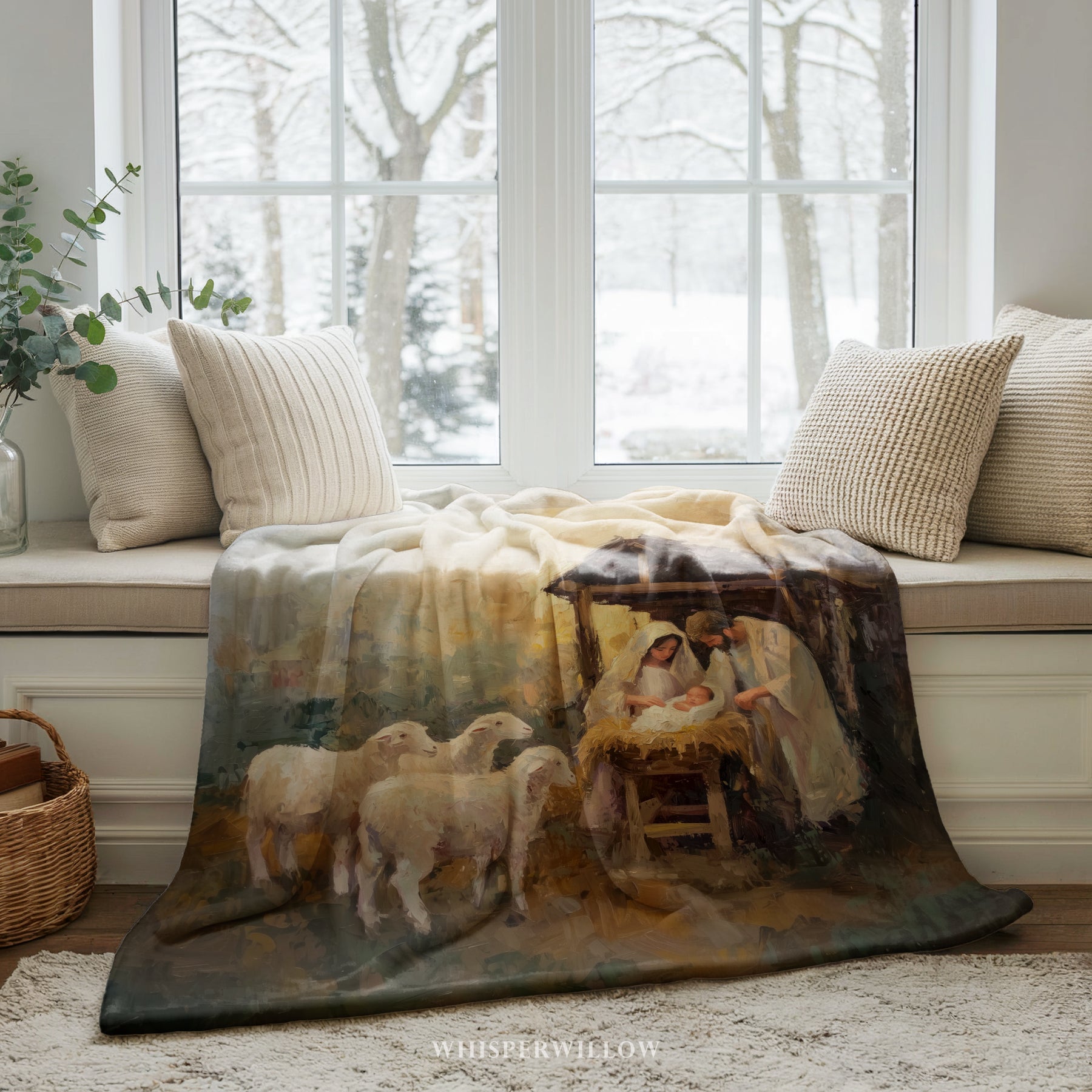 Nativity Christmas Throw Blanket - Holy Family Manger Gift