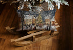 Coussin décoratif vintage village de Noël | Décoration hivernale chaleureuse | Coussin cadeau de saison