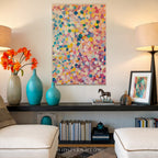 Colorful Floral Confetti Canvas Wall Art - Abstract Pastel Bloom Vibrant Modern Botanical