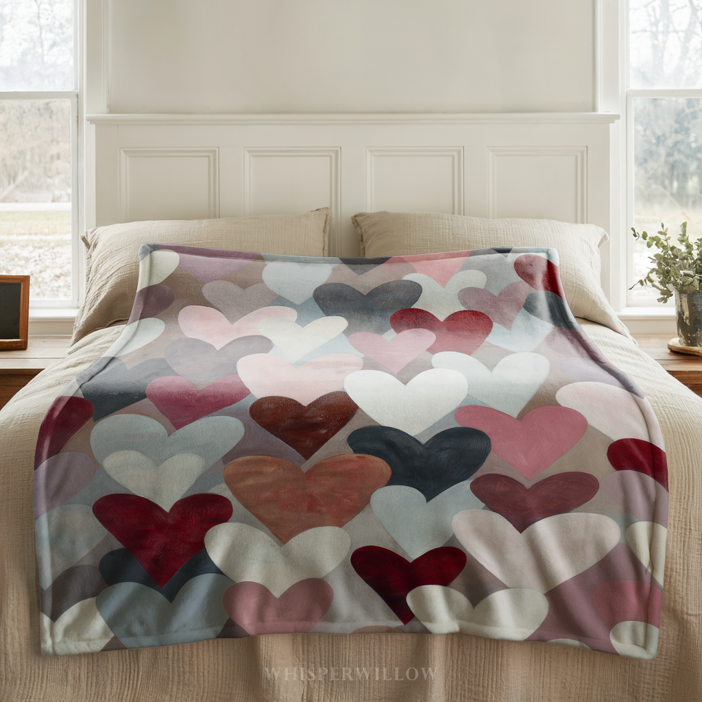 Plaid à motifs cœurs pour la Saint-Valentin | Couleurs pastel douces | Cadeau romantique pour la maison