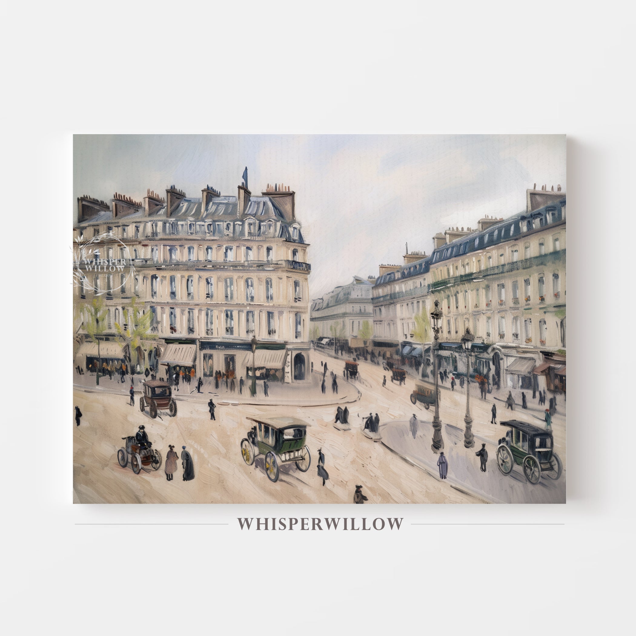 Historic Paris 1880s Street Scene Canvas Wall Art European Inspired Home Decor Gift