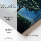 Leuchtender Glühwürmchenbaum als Leinwandbild – Sternenklare Nachtwiese, fantasievoll und verspielt