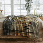 Vintage Christmas Eve Village Throw Blanket - Snowy Tree Town Square Gift