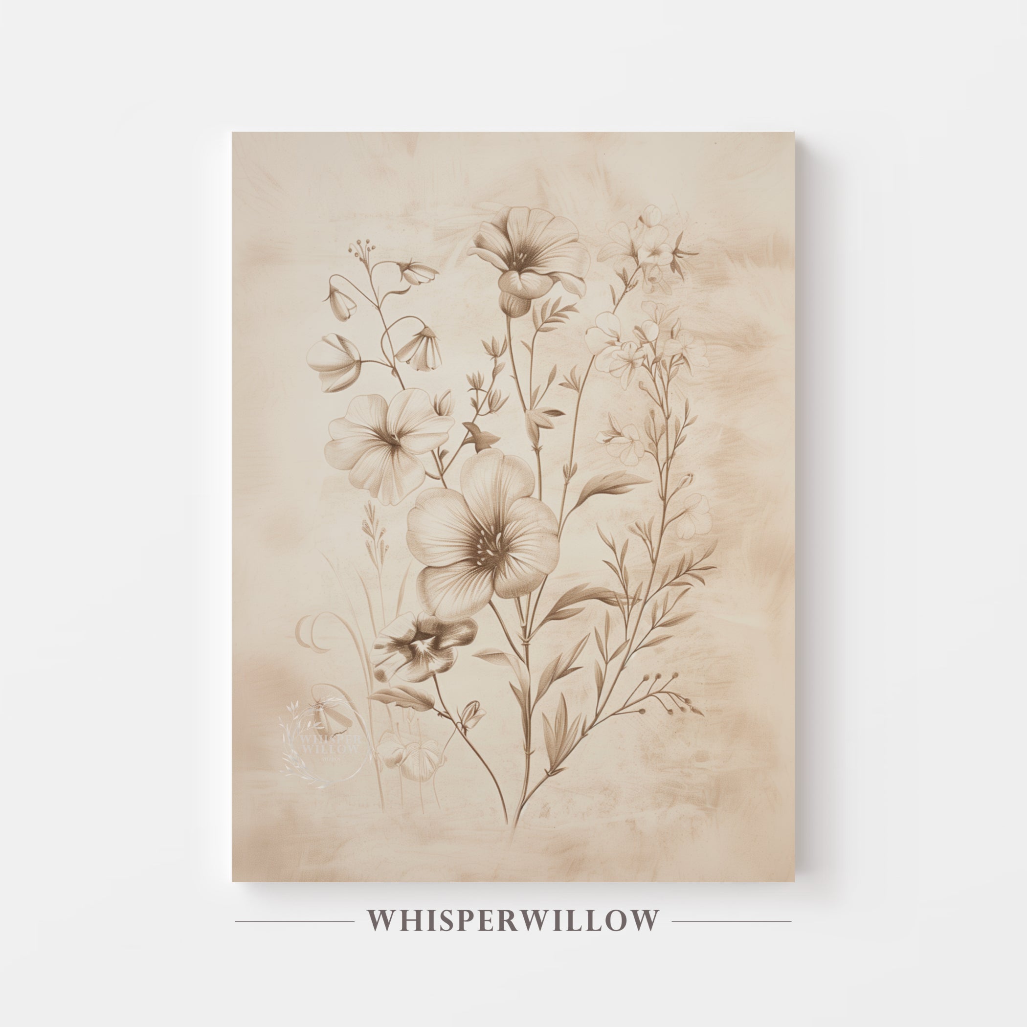 Sepia Wildflowers Canvas Wall Art Floral Home Decor Gift