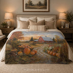 Autumn Pumpkin Throw Blanket - Cozy Barn Fall Harvest Gift