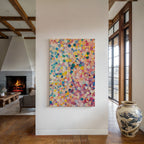 Colorful Floral Confetti Canvas Wall Art - Abstract Pastel Bloom Vibrant Modern Botanical