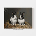 Vintage Dutch Rabbits Canvas Wall Art Animal Home Decor Gift