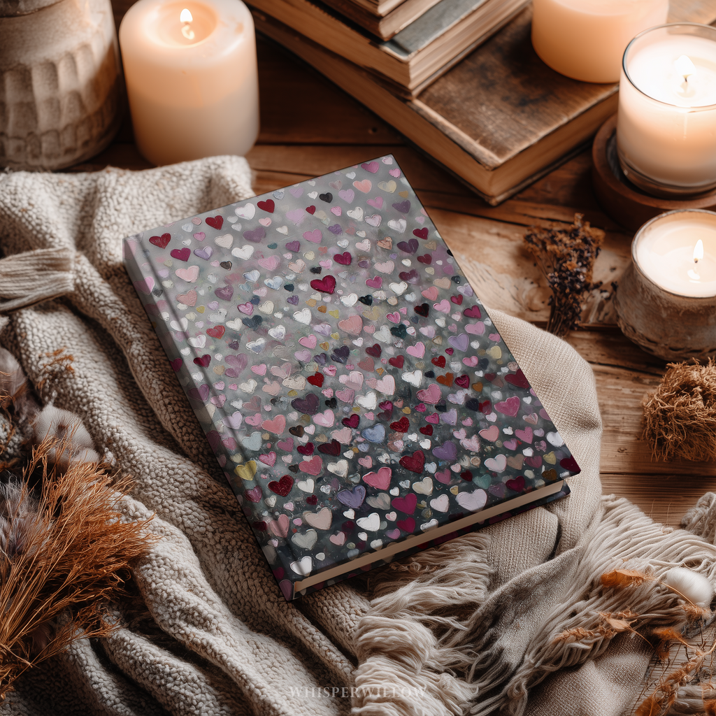 Hardcover Journal 8x5.75 | Colorful Heart Abstract Art | Romantic Lined Notebook Valentine's Gift