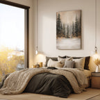 Winterliches Leinwandbild | Verschneiter Wald mit funkelnden Lichtern | Gemütliche, rustikale Weihnachtsdeko – das perfekte Geschenk für Ihr Zuhause