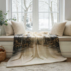 Snowy Pine Forest Throw Blanket - Winter Wonderland Lights Gift