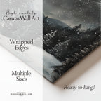 Winterliches Leinwandbild | Sternennacht, verschneiter Wald, Polarstern | Weihnachtsgeschenk