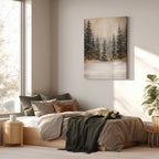 Winterliches Leinwandbild | Verschneiter Wald mit funkelnden Lichtern | Gemütliche, rustikale Weihnachtsdeko – das perfekte Geschenk für Ihr Zuhause