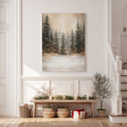 Winterliches Leinwandbild | Verschneiter Wald mit funkelnden Lichtern | Gemütliche, rustikale Weihnachtsdeko – das perfekte Geschenk für Ihr Zuhause