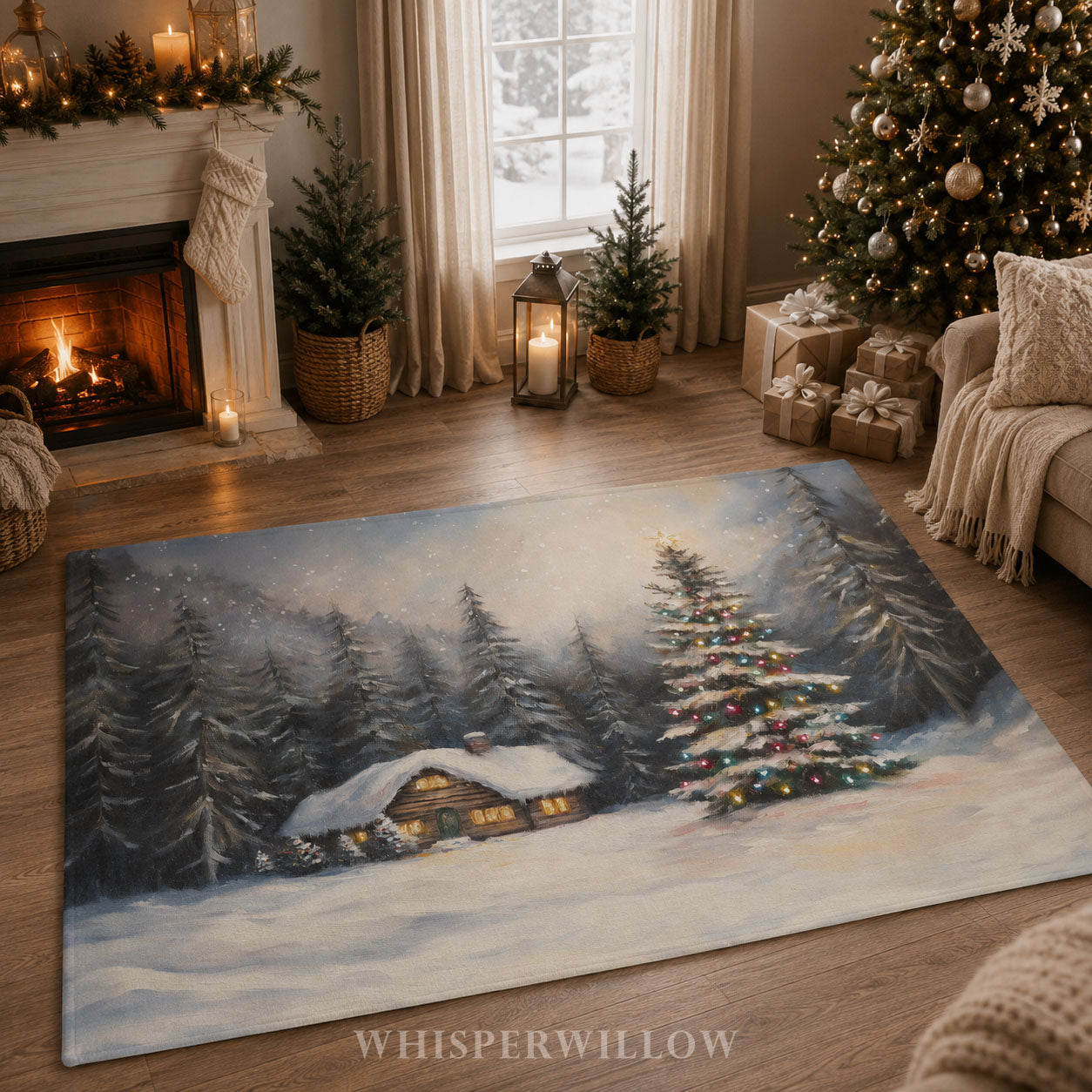 Christmas Tree Cabin Throw Blanket - Snowy Pine Forest Gift
