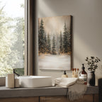 Winterliches Leinwandbild | Verschneiter Wald mit funkelnden Lichtern | Gemütliche, rustikale Weihnachtsdeko – das perfekte Geschenk für Ihr Zuhause