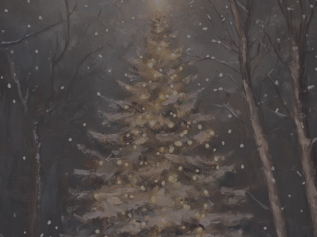 Weihnachtsbaum-Leinwandbild – Bezaubernde verschneite Waldszene, zauberhafte Winterdekoration