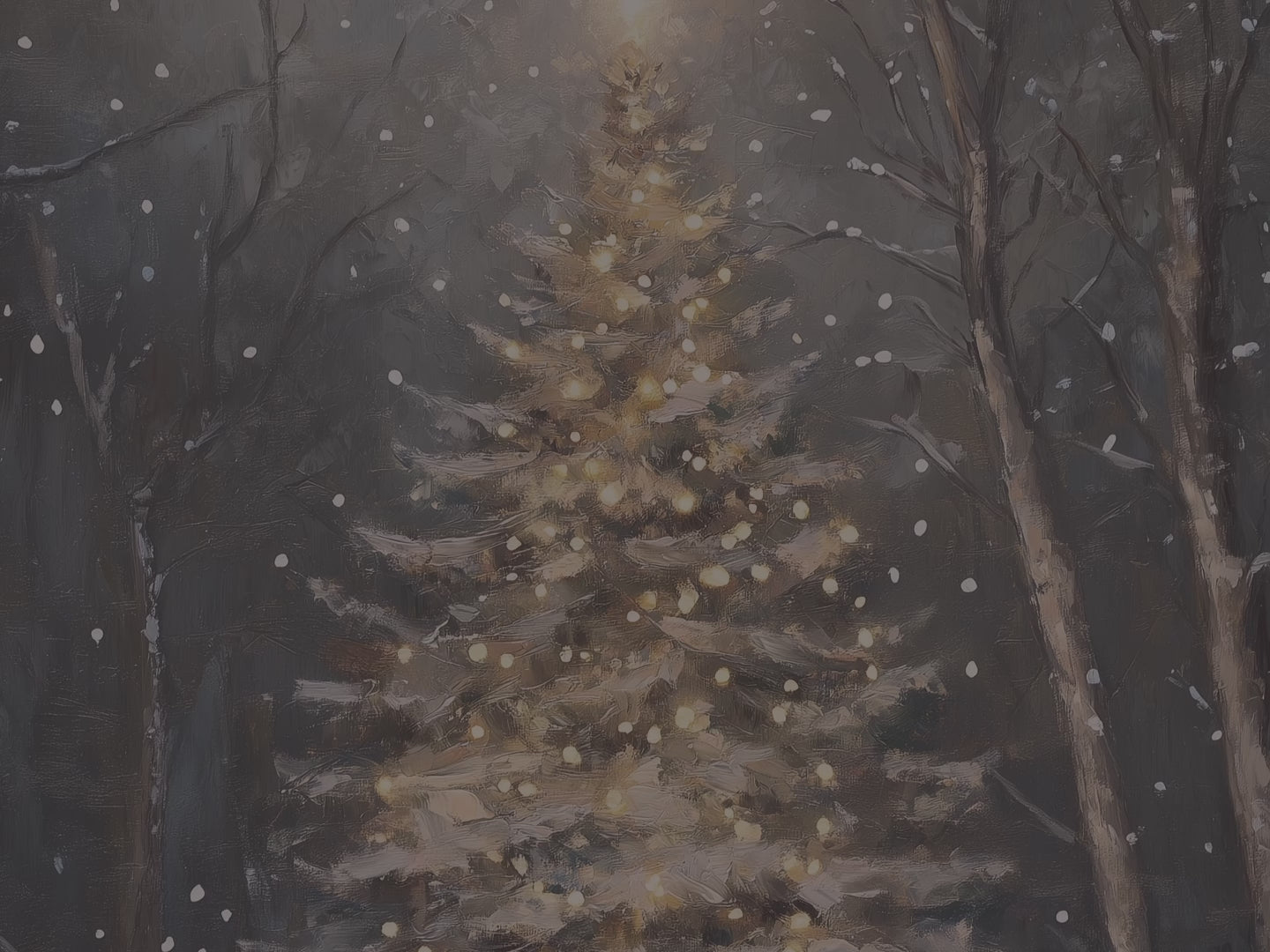 Weihnachtsbaum-Leinwandbild – Bezaubernde verschneite Waldszene, zauberhafte Winterdekoration