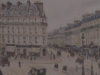 Vintage Paris City Scene Canvas Wall Art - Old European Carriages 1880s Street Shops