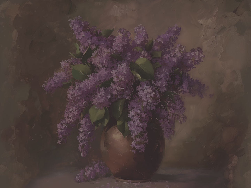 Fliederstrauß-Leinwandbild | Lila Blumendruck | Landhausdeko