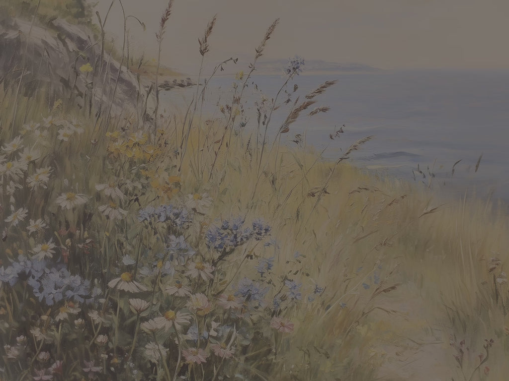 Coastal Wildflower Path Throw Blanket - Ocean Meadow Landscape Gift