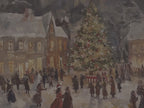 Christmas Canvas Wall Art | Vintage Victorian Village Carolers Winter Scene | Holiday Home Decor Gift