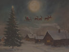 Christmas Santa Sleigh Throw Blanket - Reindeer Moonlit Village Gift